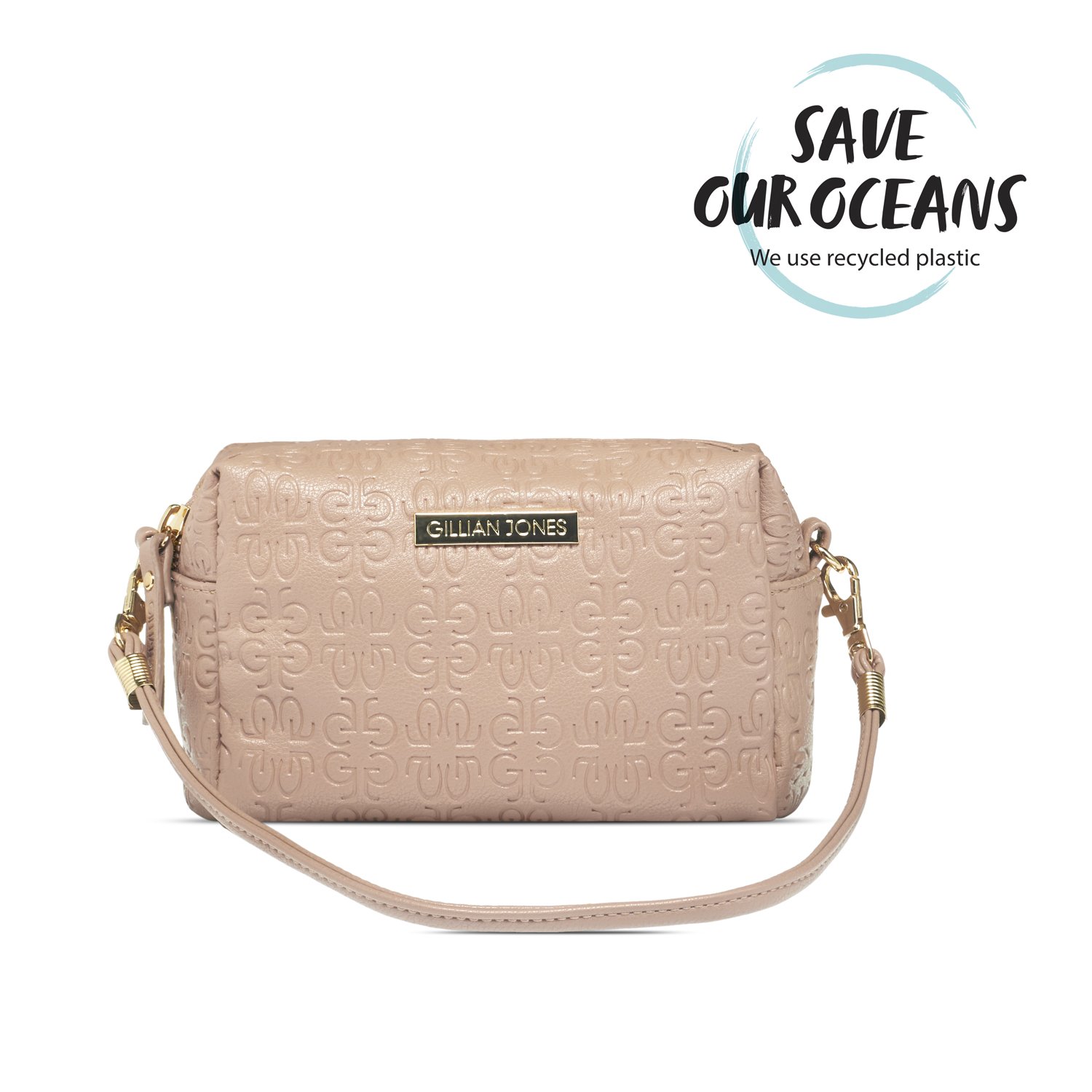 Gillian Jones - "Natascha" Makeup Purse in Beige w. Logo