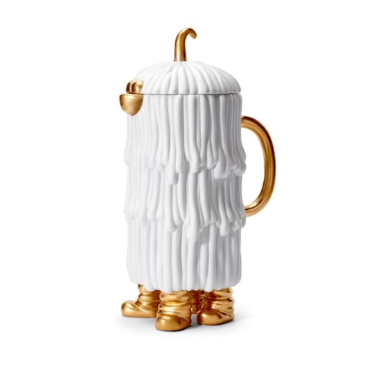 L'Objet I Haas Djuna Coffee + Tea Pot White and Gold