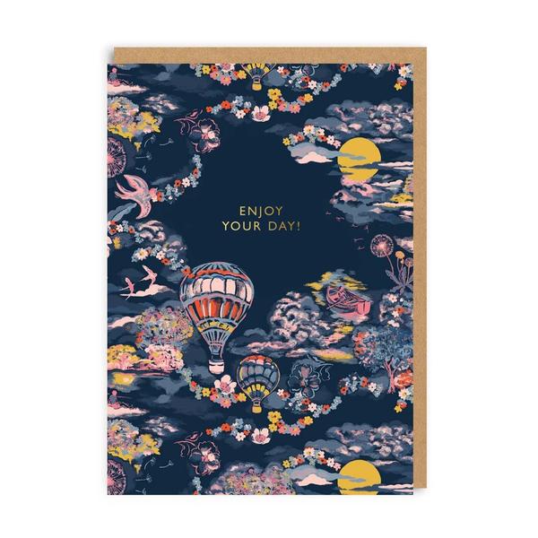 Navy Hot Air Balloon Greeting Card