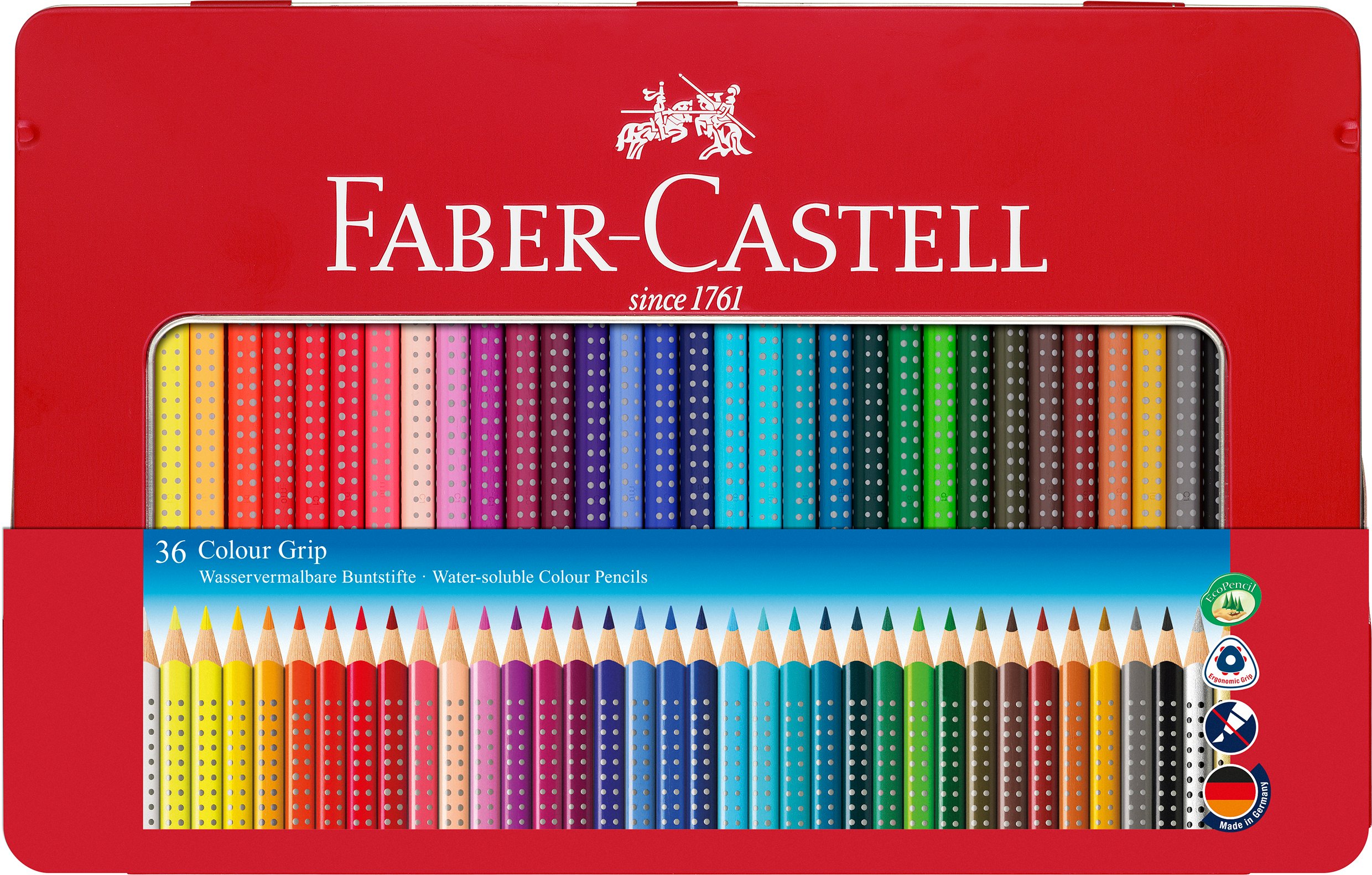 Faber-Castell - Coloured pencil Colour Grip tin of 36 (112435)