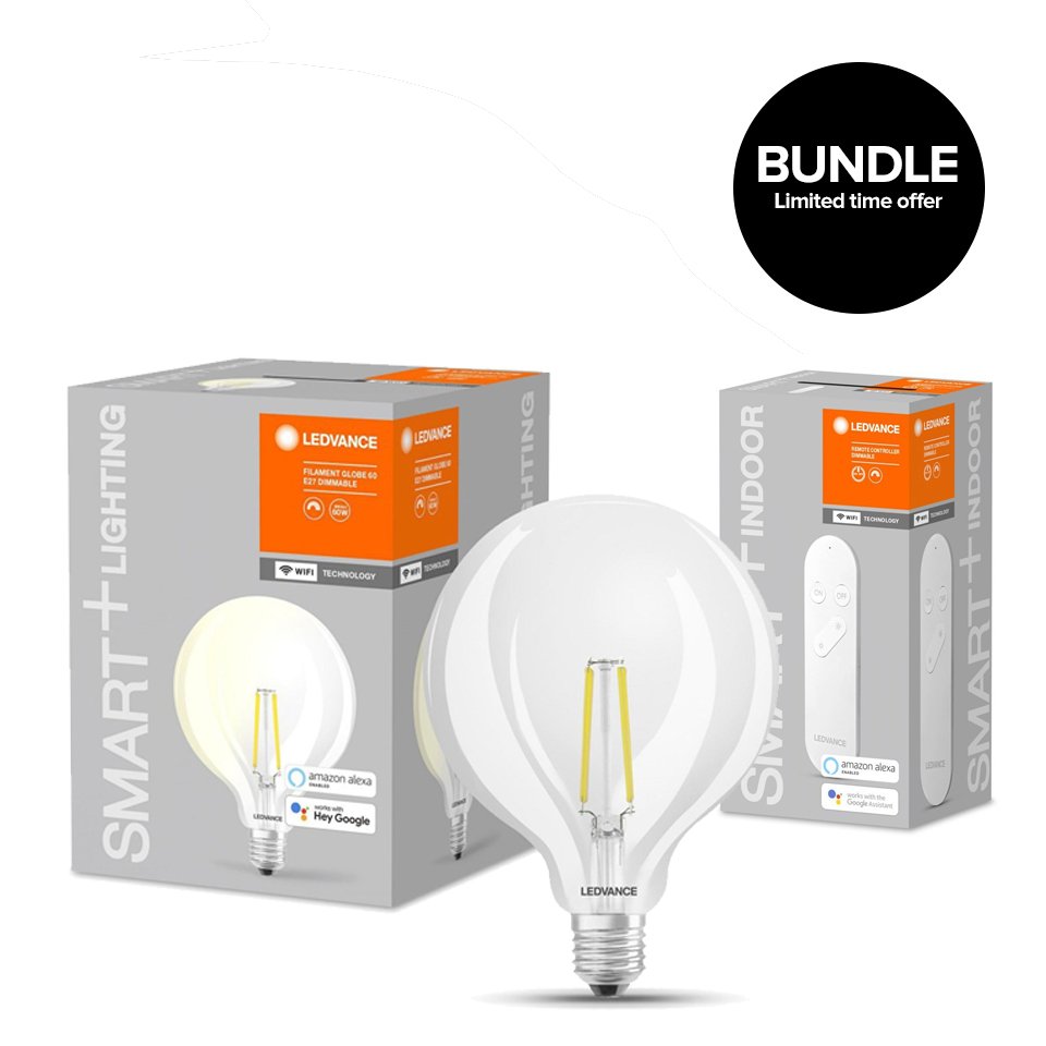 LEDVANCE - SMART+ Globe Clear Filament E27 WiFi + Wifi Remote - Bundle