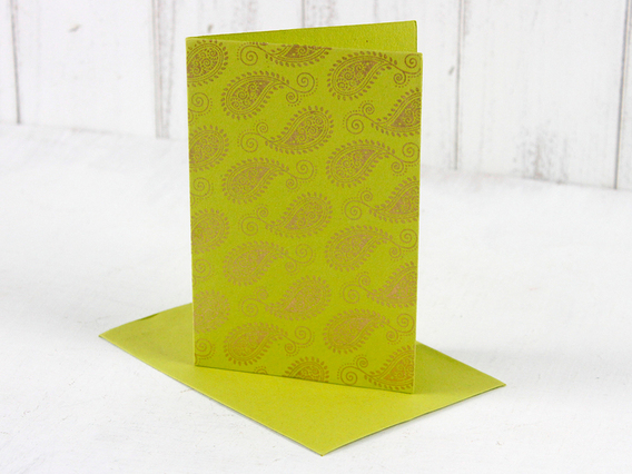 Lime Green Paisley Greeting Card Medium