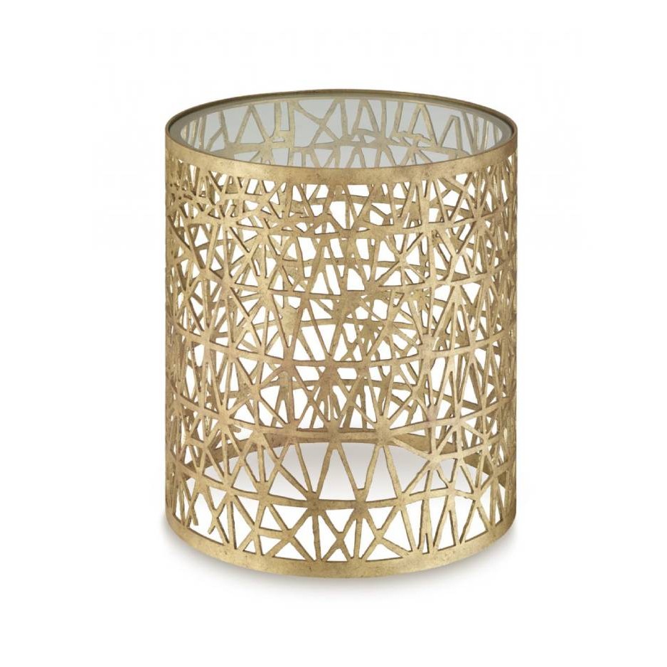 Porta Romana I Cocoon side table DECAYED GOLD WITH CLEAR GLASS