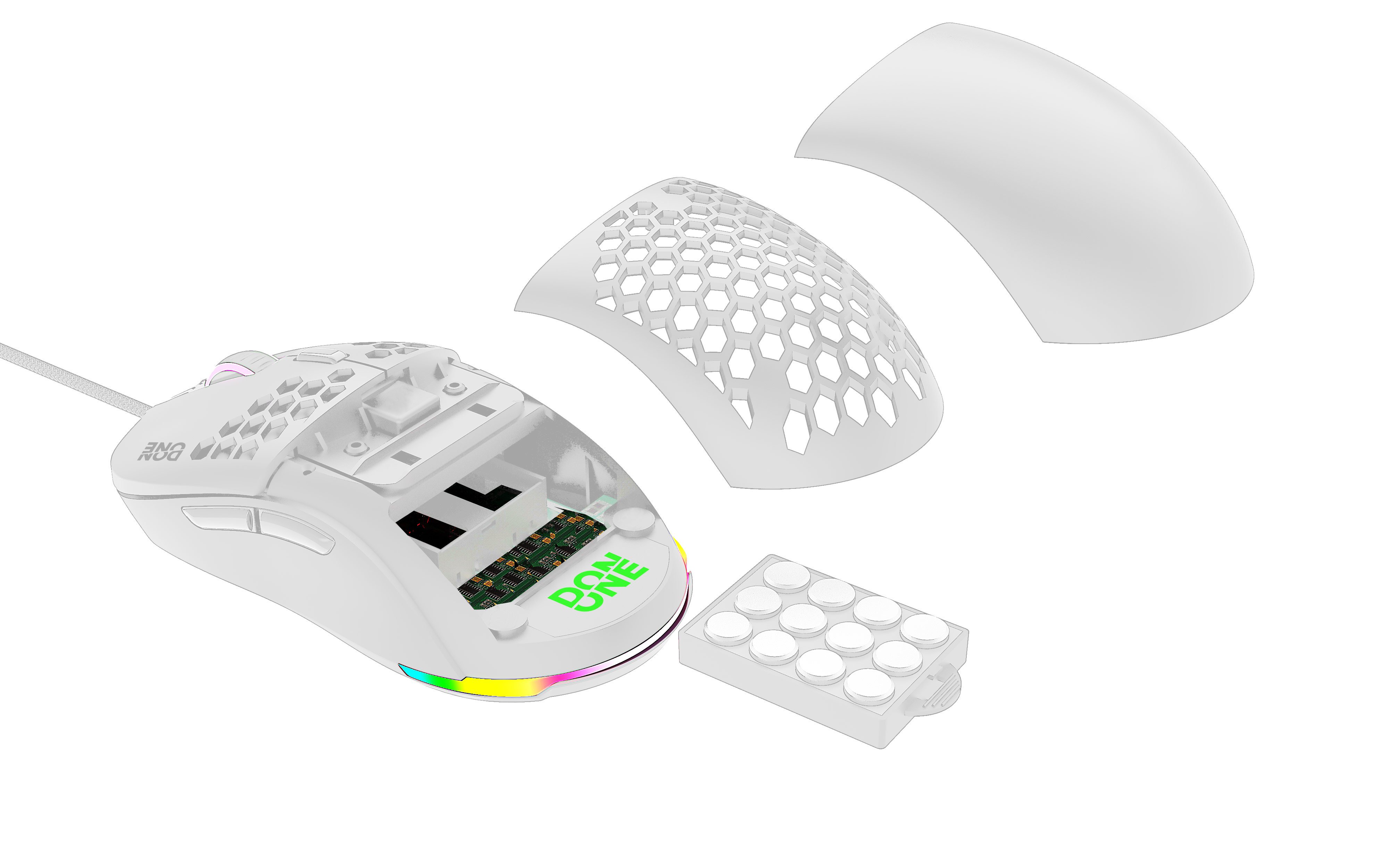 DON ONE - GM500 RGB LIGHTWEIGHT GAMING MOUSE - WHITE