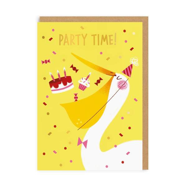 Pelican Party Time Birthday Greeting Card