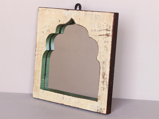 Upcycled Cream Temple Mirror Small