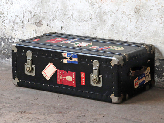 Black Vintage Travel Trunk Black