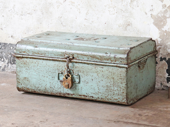 Pastel Blue Metal Trunk Blue