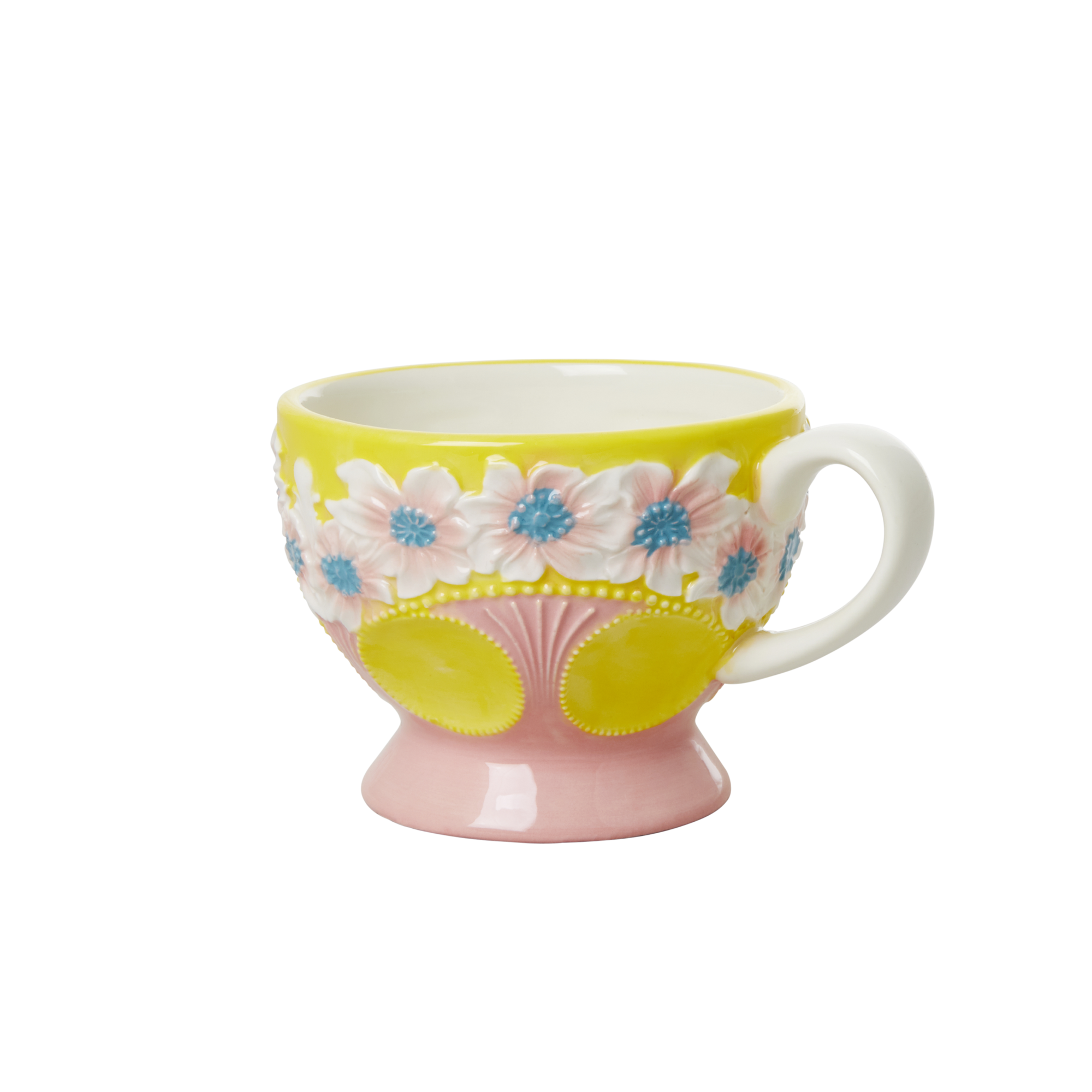 Rice - Ceramic Mug - Embossed Yellow Flower Design