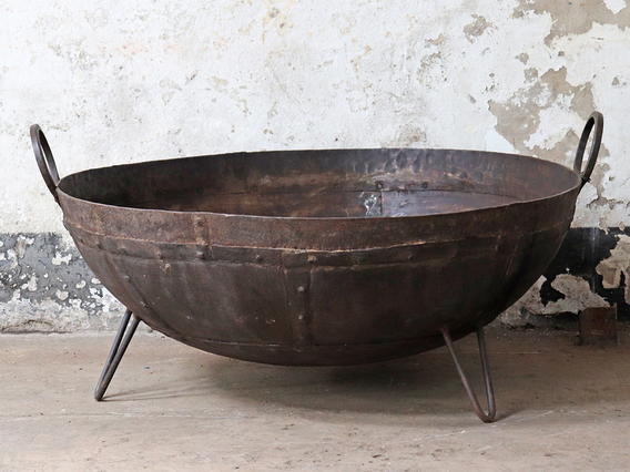 Metal Kadai Fire Bowl - 100CM Brown