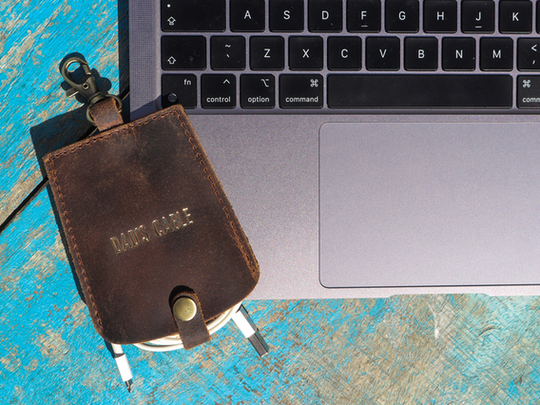 Cable Tidy Keyring Brown