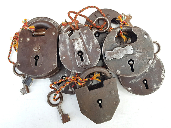 Large Antique Iron Padlock