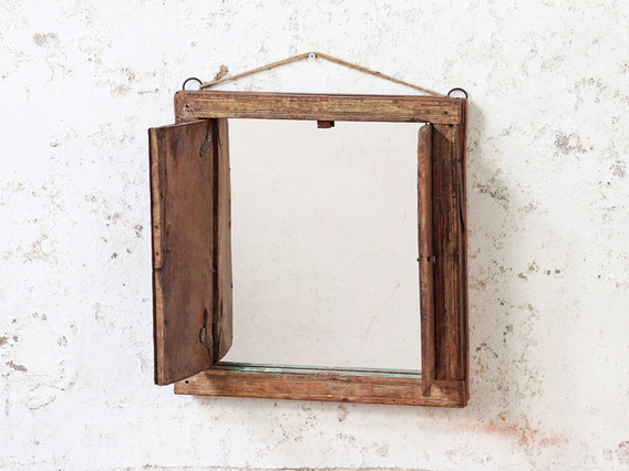 Shuttered Wall Mirror Brown Medium