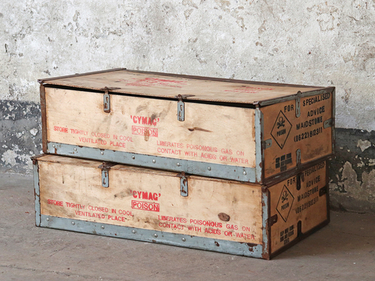 Wooden 'Danger Poison' Box Crate Brown