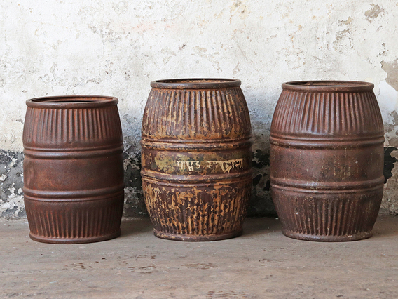 Vintage Metal Barrel - Small Black