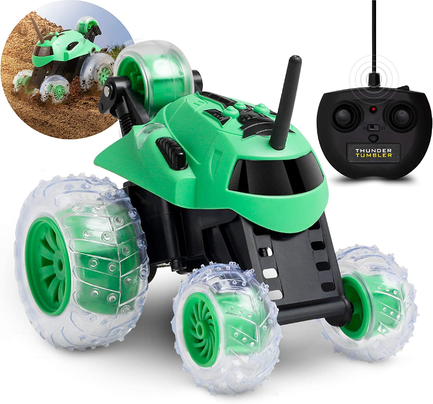 Sharper Image - RC Mini Monster Spinning Car - Green (50-00112)