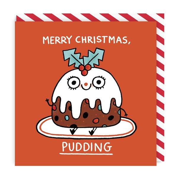 Merry Christmas Pudding Square Christmas Card