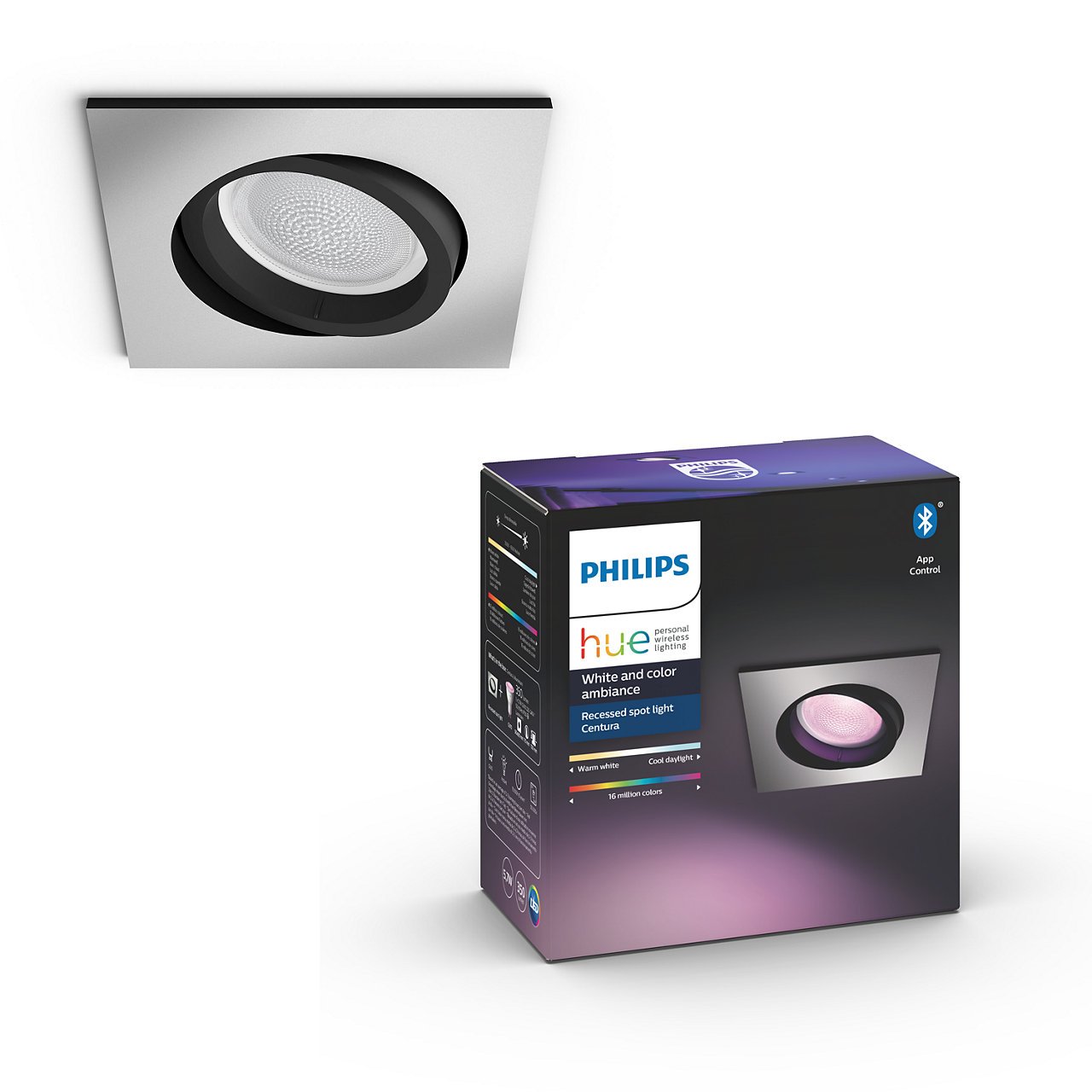 Philips Hue - Centura recessed Aluminium Squared - White & Color Ambiance