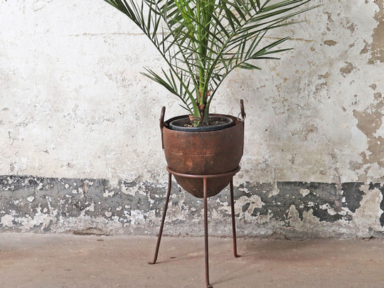 Vintage Metal Planter - Large Brown