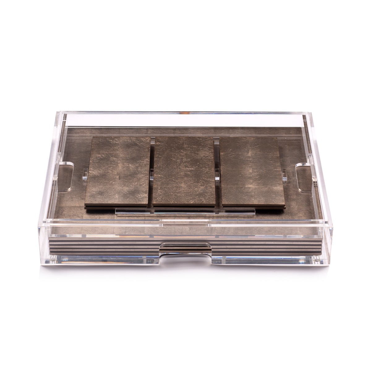 Posh Trading I Clear Grand Matbox I Silver Leaf Matte Taupe