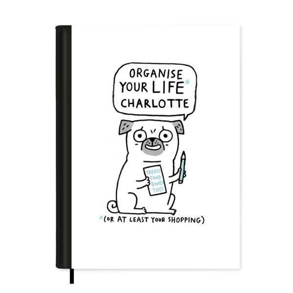 Organised Pug Notebook A5 - Personalised