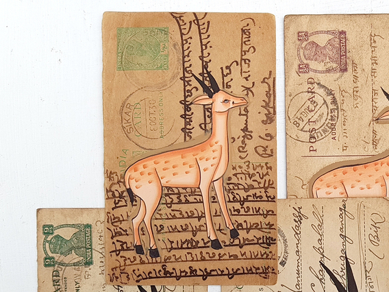 Vintage Postcard - Dashing Deer
