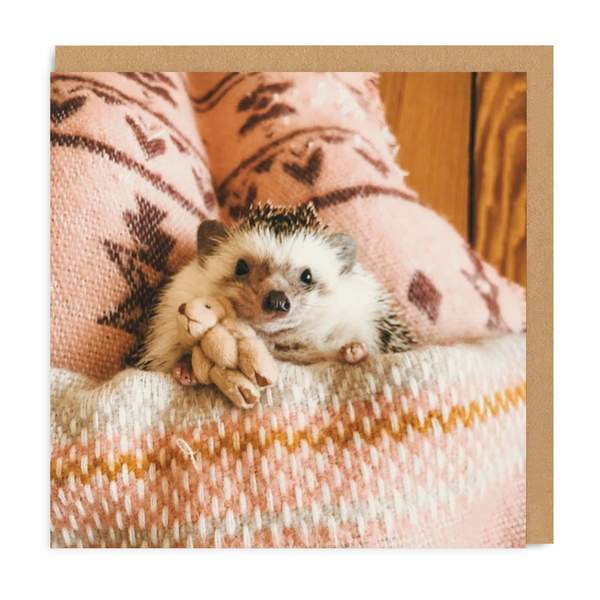 Hedgehog In Bed Square Greeting Card