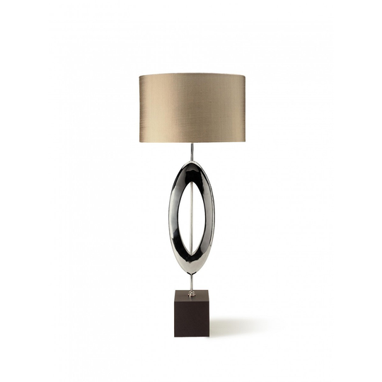 Porta Romana I Sculpted Manhattan Lamp I Nickel Plated With Slate Base