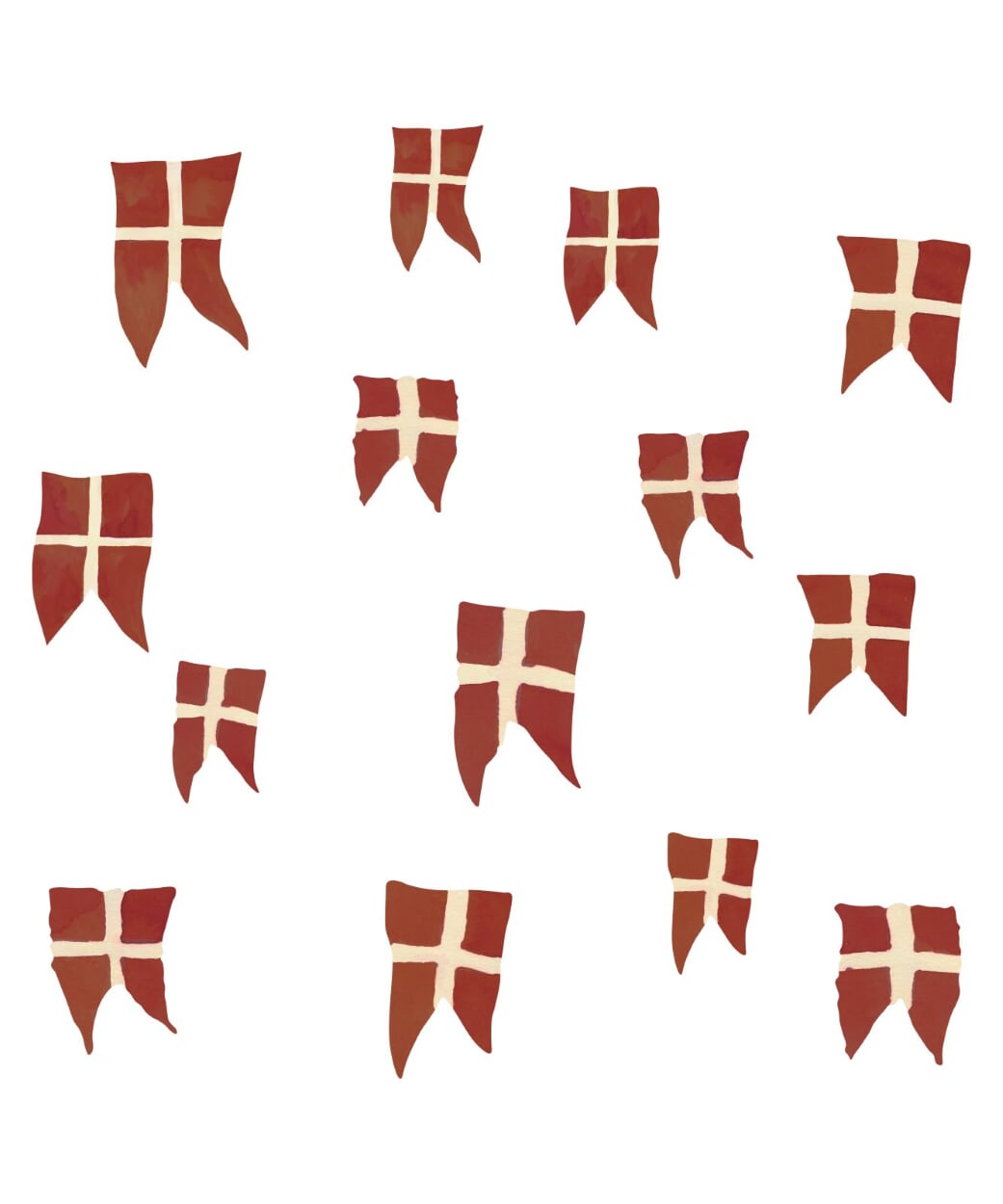 That's Mine - Wall Sticker Danish Flags 14 pcs - Red/White (O8094)