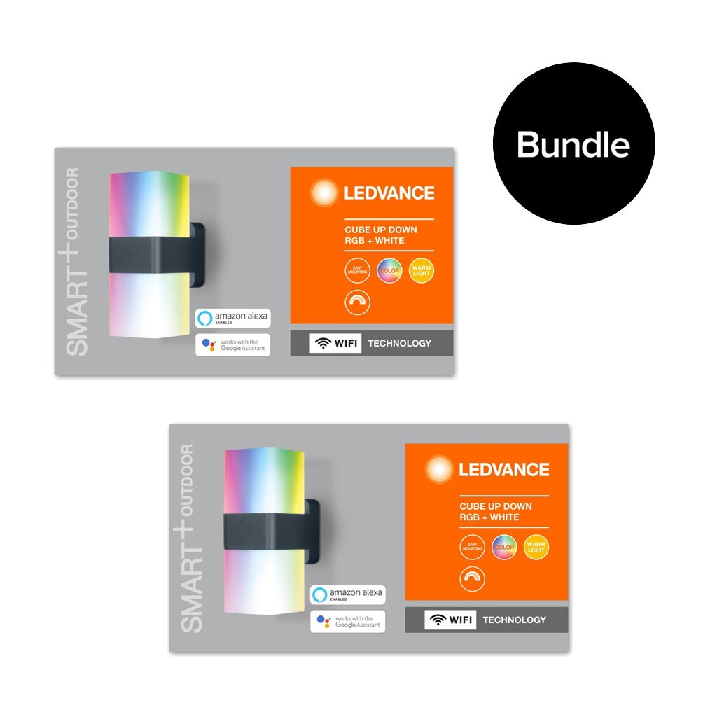 Ledvance - 2xSmart+ Outdoor Cube Wi-Fi UpDown RGBW Wall Light - Bundle