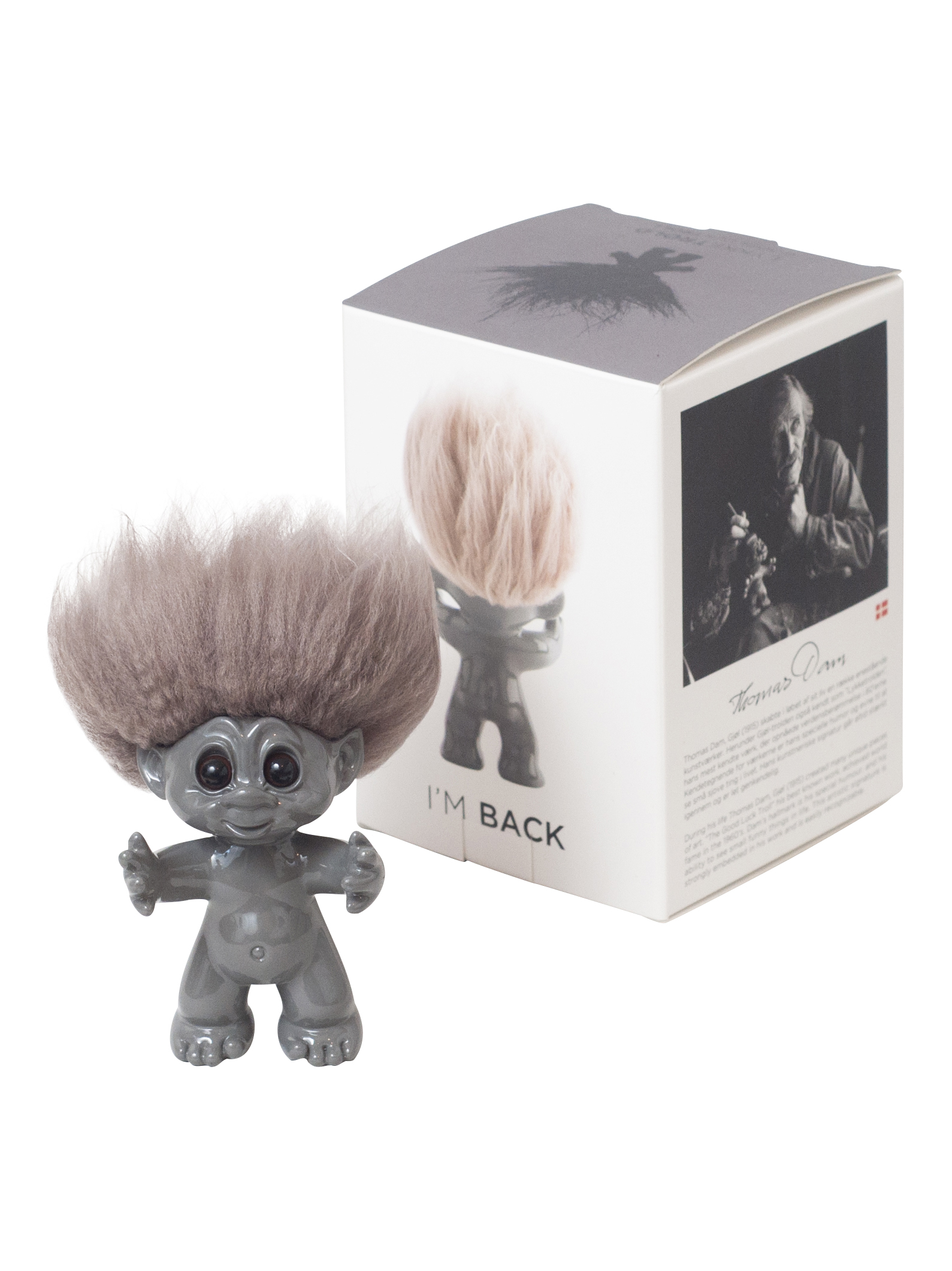Good Luck Troll - Gjøl Trold 9 cm. - Grey (92912)