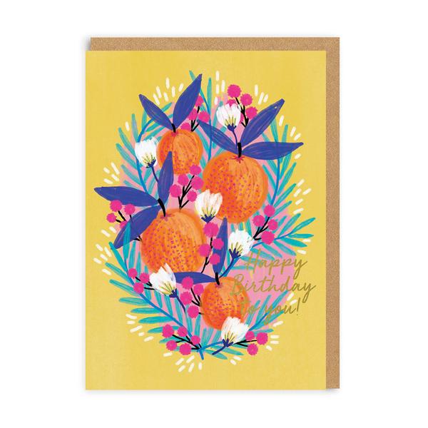 Happy Birthday Oranges Greeting Card
