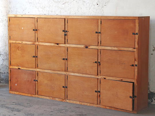 Vintage Wooden Lockers Brown