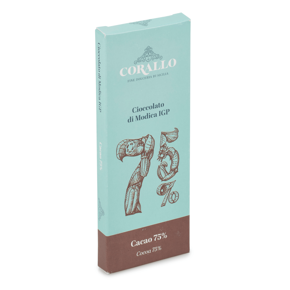 75% Modica Chocolate Bar 50g by Dolceria Corallo