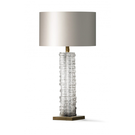 Porta Romana I Crystal Strata Column Lamp | Clear with Antiqued Brass Base