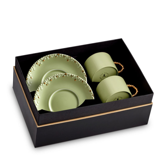 L'Objet | HAAS Brothers | Haas Mojave Tea Cup + Saucer (Set of 2) - Matcha + Gold