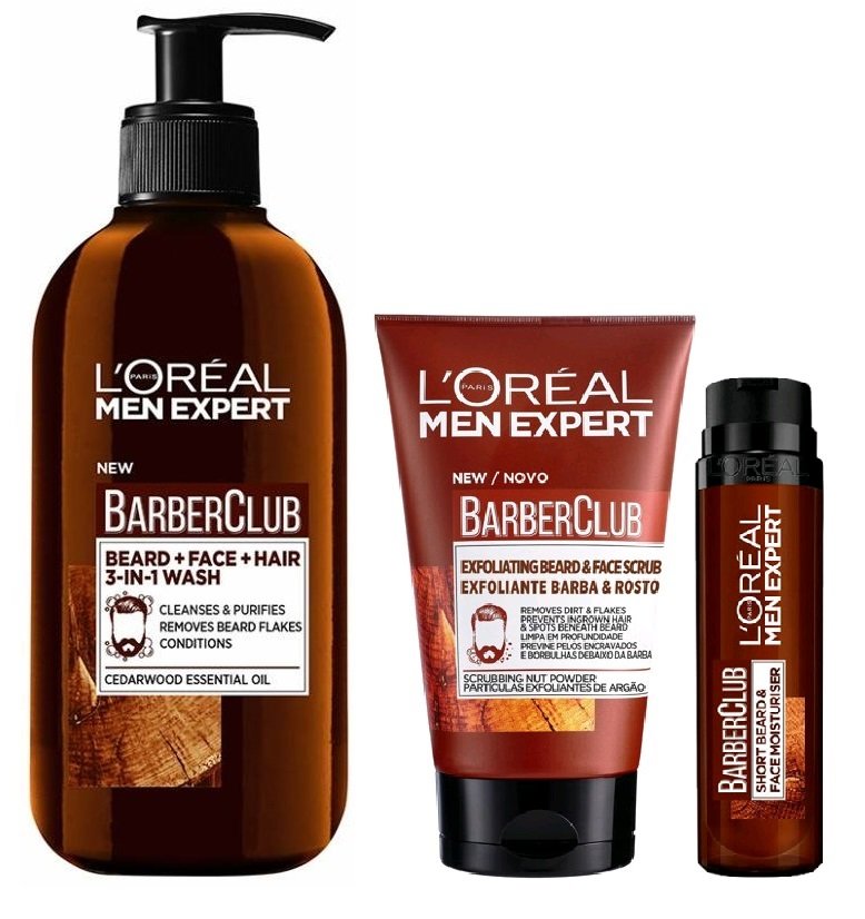 L'Oréal - Men Expert Barber Club Beard and Face Wash 200 ml + Face Moisturizer 50 ml + Beard & Face Scrub 100 ml