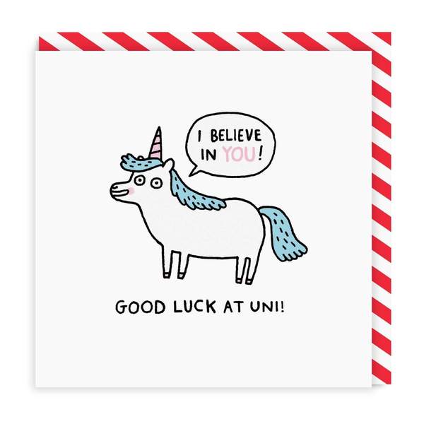 Good Luck At Uni Unicorn Square Greeting Card