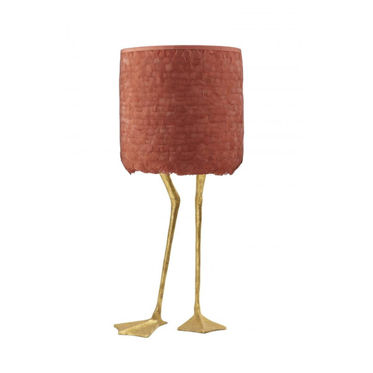 Porta Romana I Duck Feet Lamp I Decayed Gold With Terracotta Duck Feather Shade/Brick Lining And Com