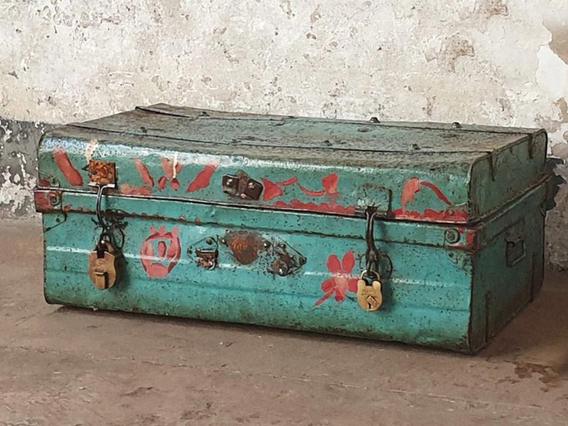 Turquoise Metal Suitcase Green