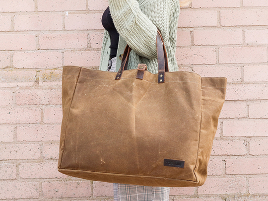 Large Waxed Canvas Shopper Tote