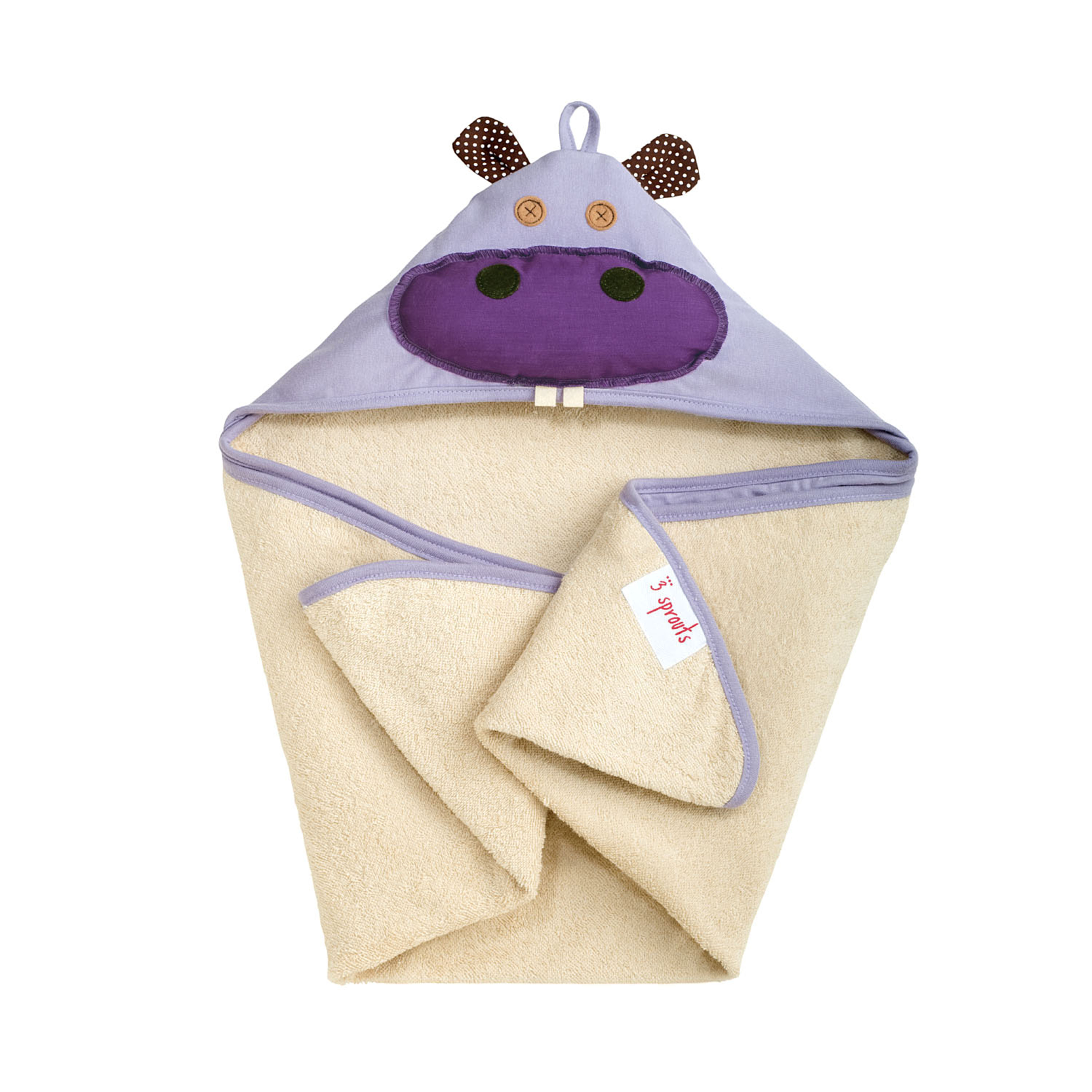 3 Sprouts - Hooded Towl - Purple Hippo