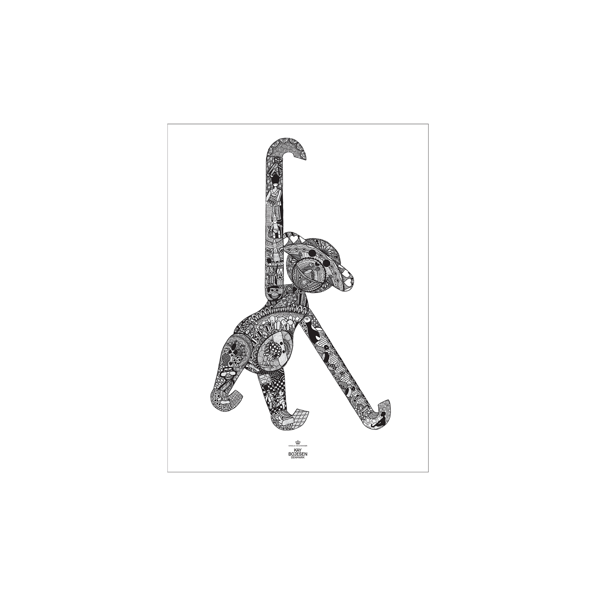 Kay Bojesen - Monkey Poster 30 x 40 cm - Black/White (39497)